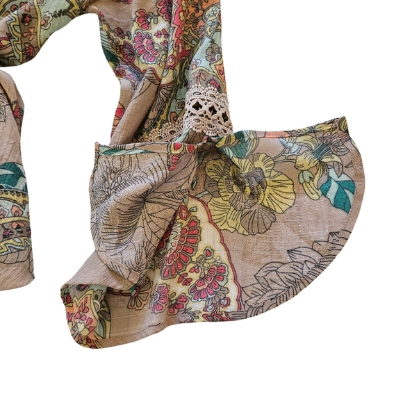 Spense Wrap Front Flutter Sleeve Paisley Blouse,Multi Floral/Paisley, Medium - Picture 7 of 11